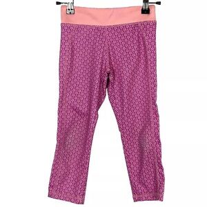 Gymgo Little Girl's Pink Floral Athletic Leggings - Medium (7/8)